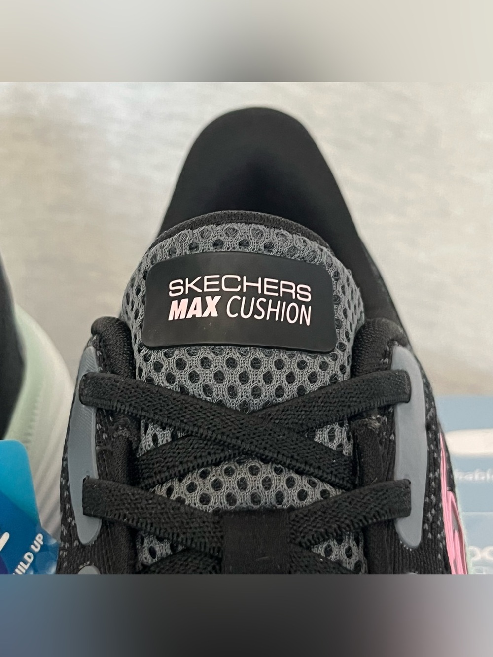 Skechers Black Athletic Sneakers with Pink Logo and Mint Accent - Picture 3 of 9